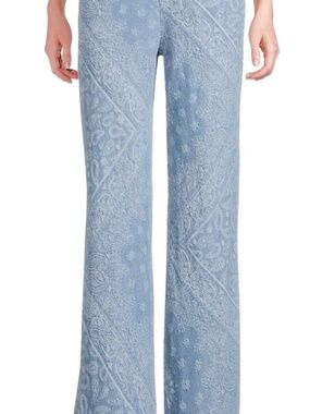 en saison blue tara embossed paisley high rise straight jeans